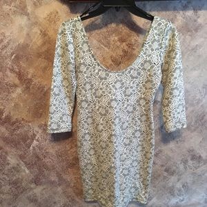 Cream and black mini dress